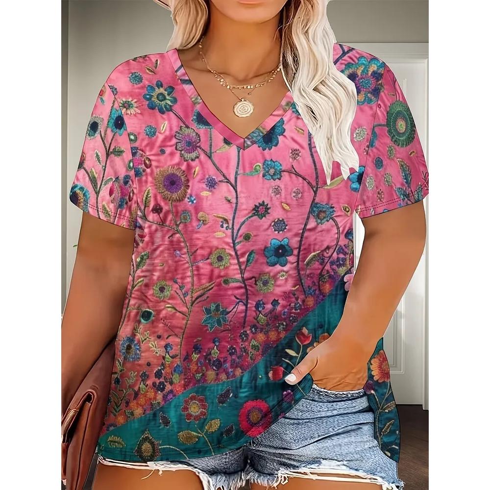 Casual Versatile Women's V-neck Loose Short Sleeves Fashionable Breathable T-Shirts Women’s