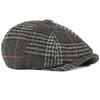 Ht2700 Autumn Winter Wool Hat Flat Cap Retro Plaid Men Women Octagonal  Cap Plaid Artist Painter Hat Men Women Beret Cap