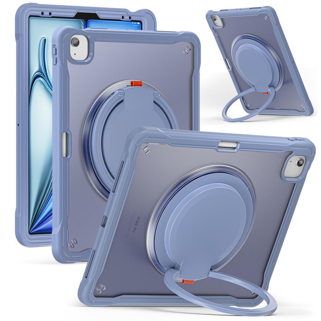 For iPad Air 13 (2025)/(2024)/Pro 12.9 (2022)/(2021)/(2020)/(2018) Case Rotary Kickstand PC+TPU+Silicone Tablet Cover