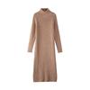 Vielseitiger knielanger verdickter Pulloverrock Damen Herbst und Winter Innenrollkragen gestricktes Unterhemd lockeres langes Kleid