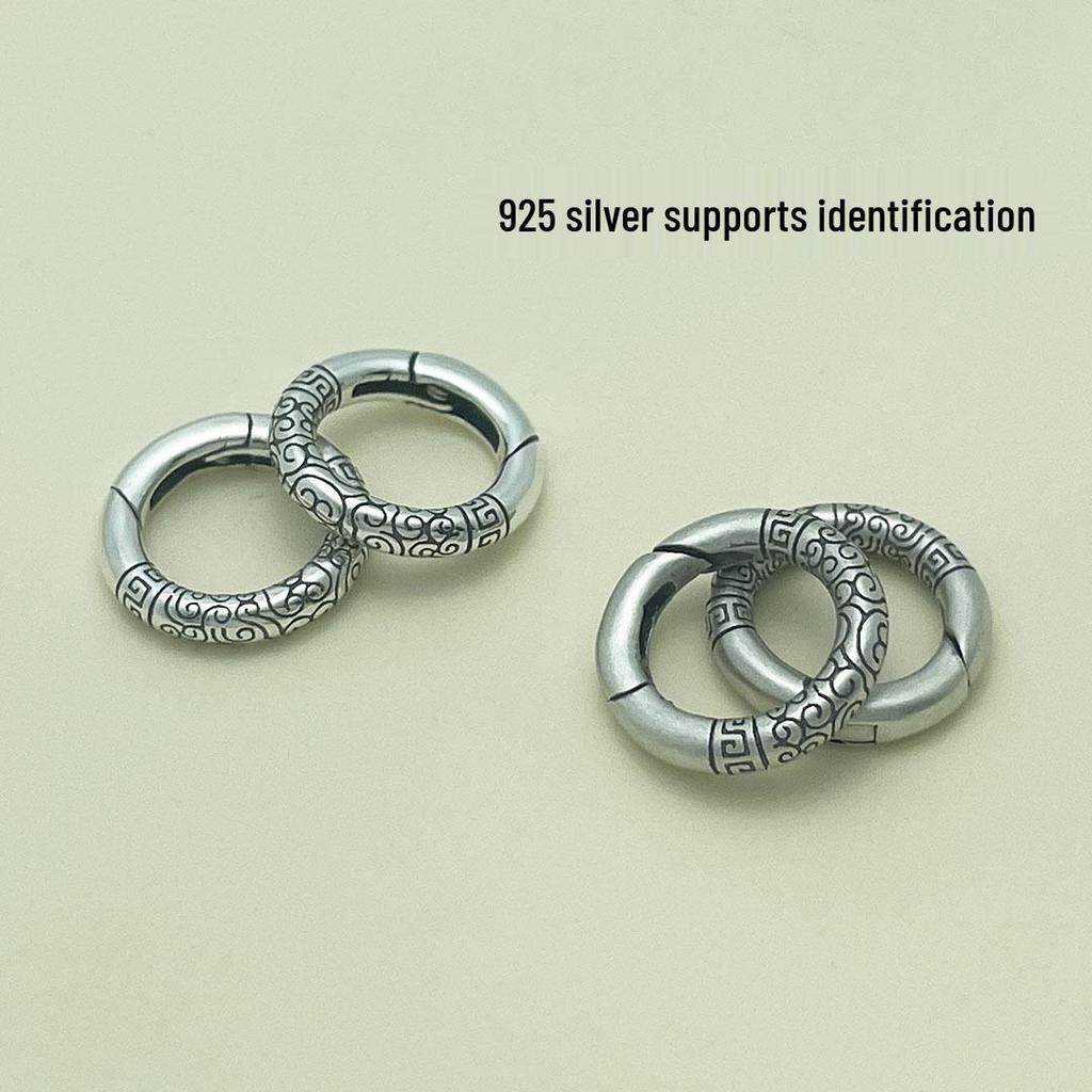 S925 Sterling Zilver Ruyi Wolk Connector: Ronde Ring, Veer Sluiting, Geweven Kaart voor Armband & Ketting.