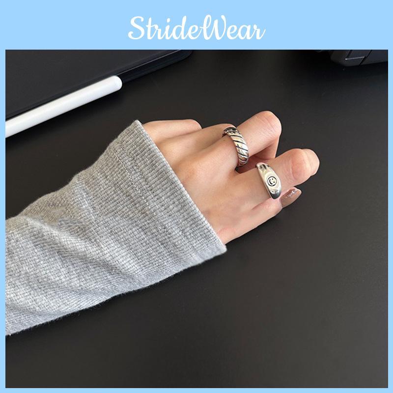 Chic Geometric Style Smile Face Copper Ring Perfect For Layering And Daily Wear