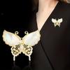 Vintage Style Butterfly Brooch Pin Elegant Design with Rhinestones and Pearl Inlay for Women Accessories Fashion Jewelry