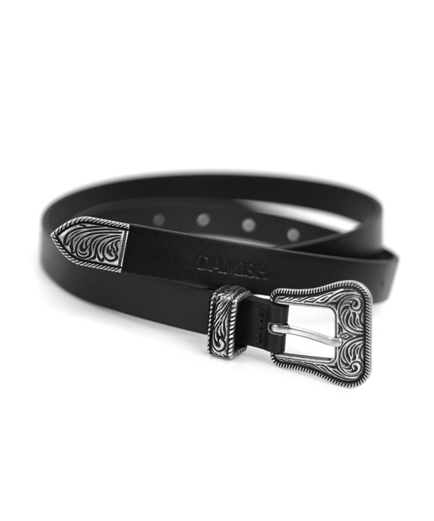 Damiswi Paisley Buckle Western Cowhide Belt_Black