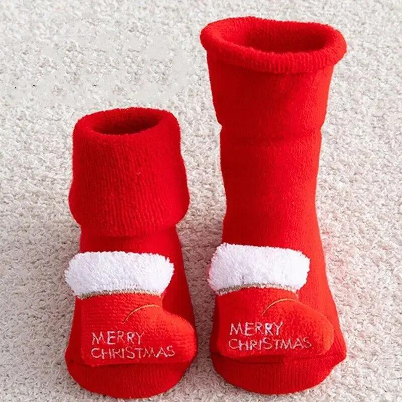 Kinder Kindersocken für Mädchen Jungen Verdicken Druck Baumwolle Kleinkinder Baby Weihnachtssocken für Neugeborene Säugling Kurze Socken