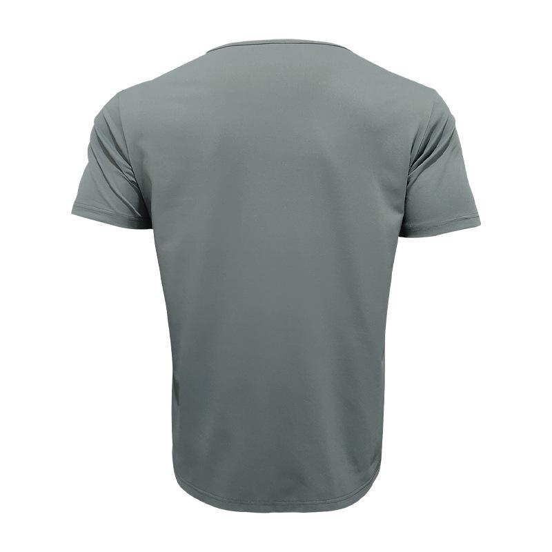 Summer Fashion Versatile Short-sleeved T-shirt Men's Solid Color U-neck Slim Casual Top