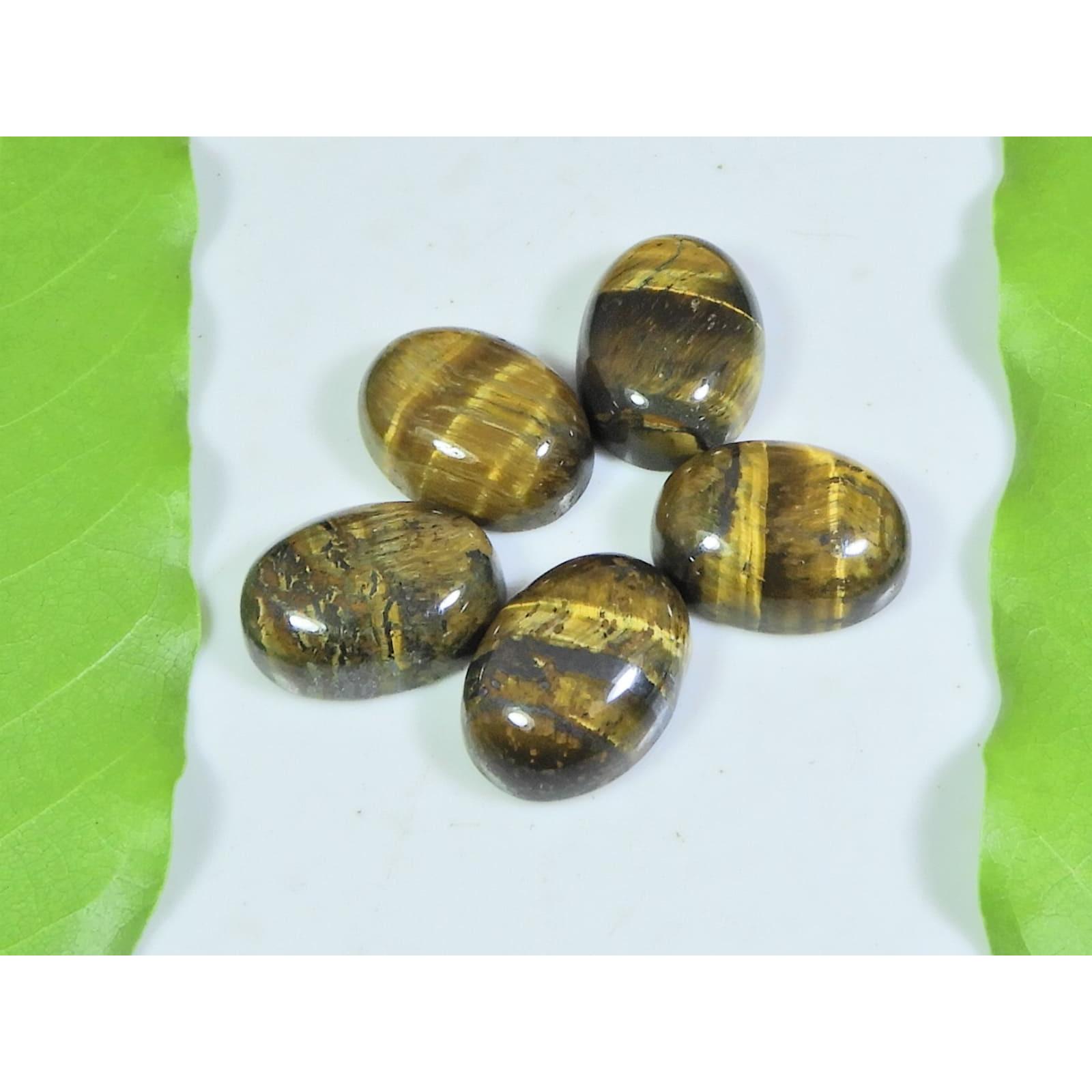 

12X16MM Natural Tiger eye Oval Cabochon Loose Gemstone 5Pcs Lot 50Cts. A-532