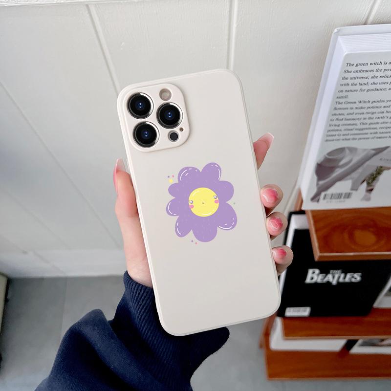 Kawaii Niedlich Blume Original Quadratisch Flüssig Silikon Handyhülle Für iPhone 14 11 12 13 Pro Max Mini X XS XR 7 8 Plus SE2 DIY Hülle