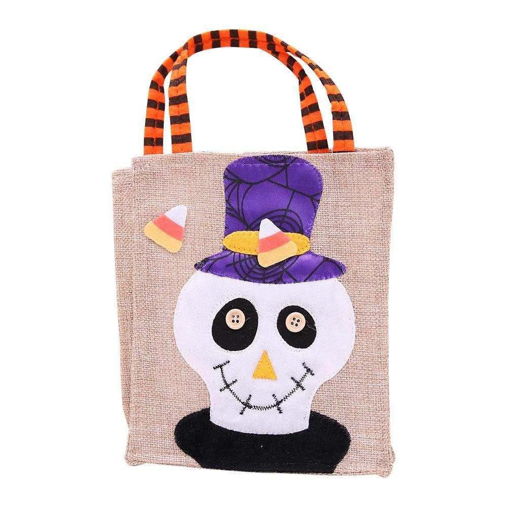 Kids Ornament Trick Or Treat With Handle Tote Bag Candy Bag Halloween Decoration Gift Pouch