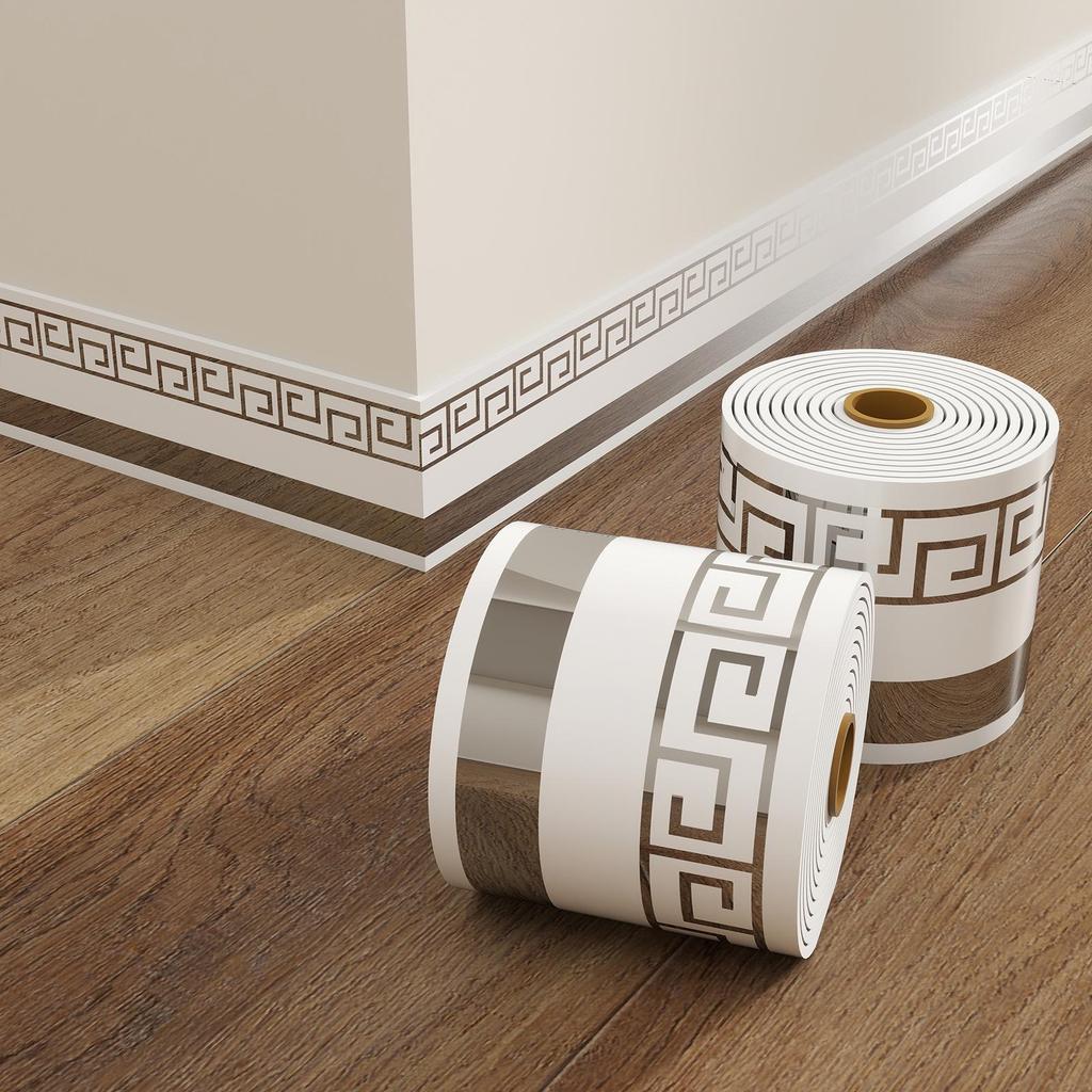 Thickened Waterproof PVC Self-Adhesive Tile-Look Baseboard Sticker
