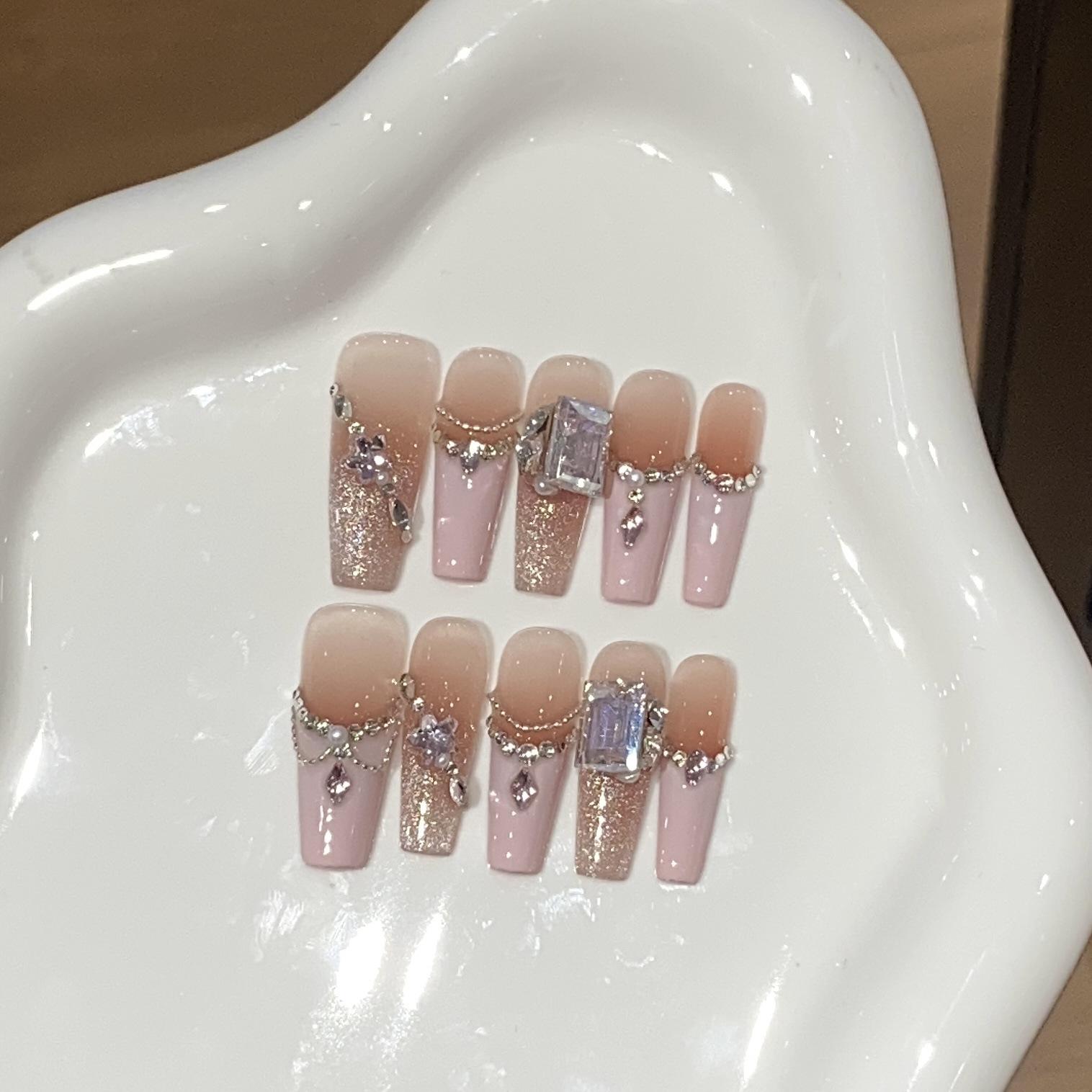 

Чистый и сладкий стиль, прозрачный как лед розовый французский боковой свет кошачий глаз жемчужная цепочка бриллиант нежный L