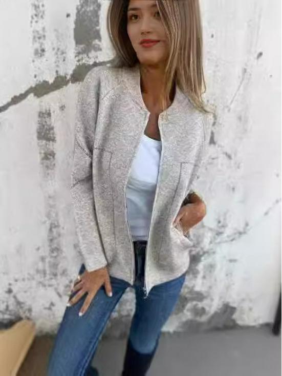 2024 Autumn/Winter Casual Zipper Solid Color Jacket