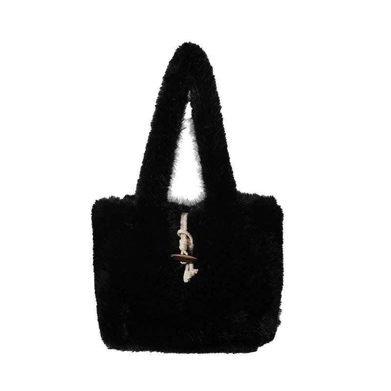 Women's New Plush Bag Large Capacity Fashionable All-matching Hand Carrying Fluffy Cute Girl Shoulder