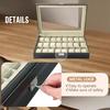 Watch Display Case Glass Top for Men Women PU Leather Display Storage Collection Organizer Jewelry Case with Removable Pillows