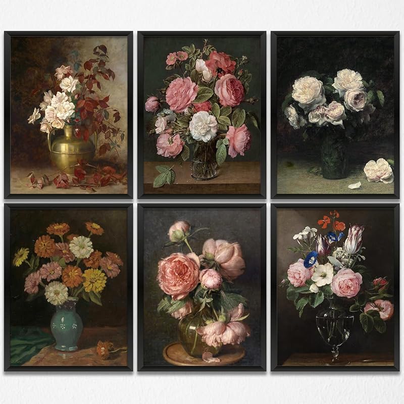 Gubrandin 6PCS Vintage Botanical Wildflower Art Wall Art Prints Artwork Paintings for Home Farmhouse Office Bathroom Kitchen Bedroom Wall Decor (8x10