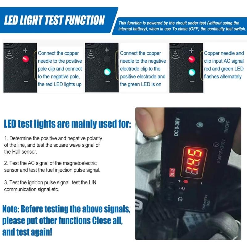 Auto-Stromkreisprüfer DC0-36V Fahrzeug-Pulssensor-Signal LED-Licht Prüfstift Sonde Auto-Spannungsmesser Elektrisches Werkzeug