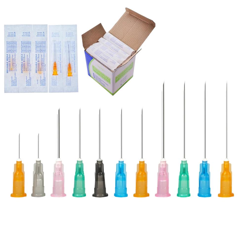 100pcs/Box Sterile Pointed Syringe Needles 1inch 1.5inch 18G-27G Stainless Steel for Liquid Dispensing Lab Vet Pet Injection