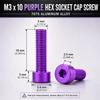 5Pcs M3 X 10mm Allen Socket Cap Screws, 7075 Alloy Hex Drive Bolts for Electronics, Bicycles and DIY,Vibrant Colors