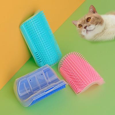 Cat Corner Scratcher Self-Grooming Massage Comb with Catnip Easy To Install Wall Corner Massage Comb Scratcher Grooming Brush Tool