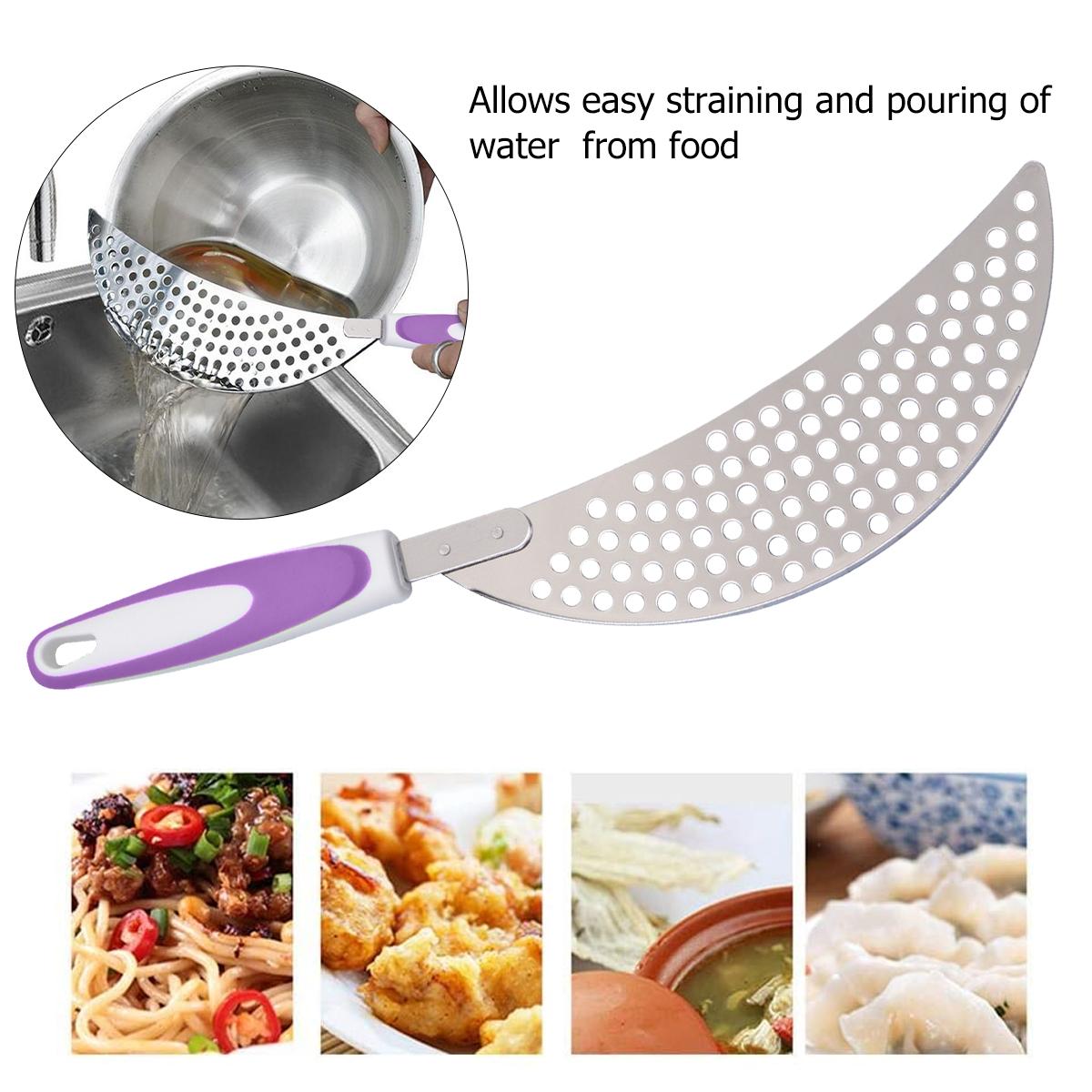

1Pcs Premium Multifunctional Strainer for Kitchen Use Drainer with Plastic Handle Fits Most Pans Stainless Steel Pan фіолетовий