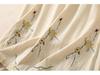 Embroidered Cotton Linen A-line Skirt - High Waist, Wide Hem, Casual Fit