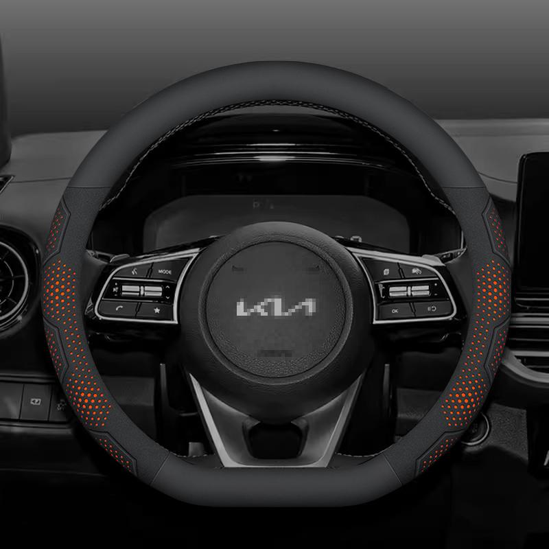 WLCT1 For Kia K5 Sportage Picanto Xceed Rio Cerato Soul Carens Seltos Carbon Fiber Suede Car Steering Wheel Cover Auto Accessories