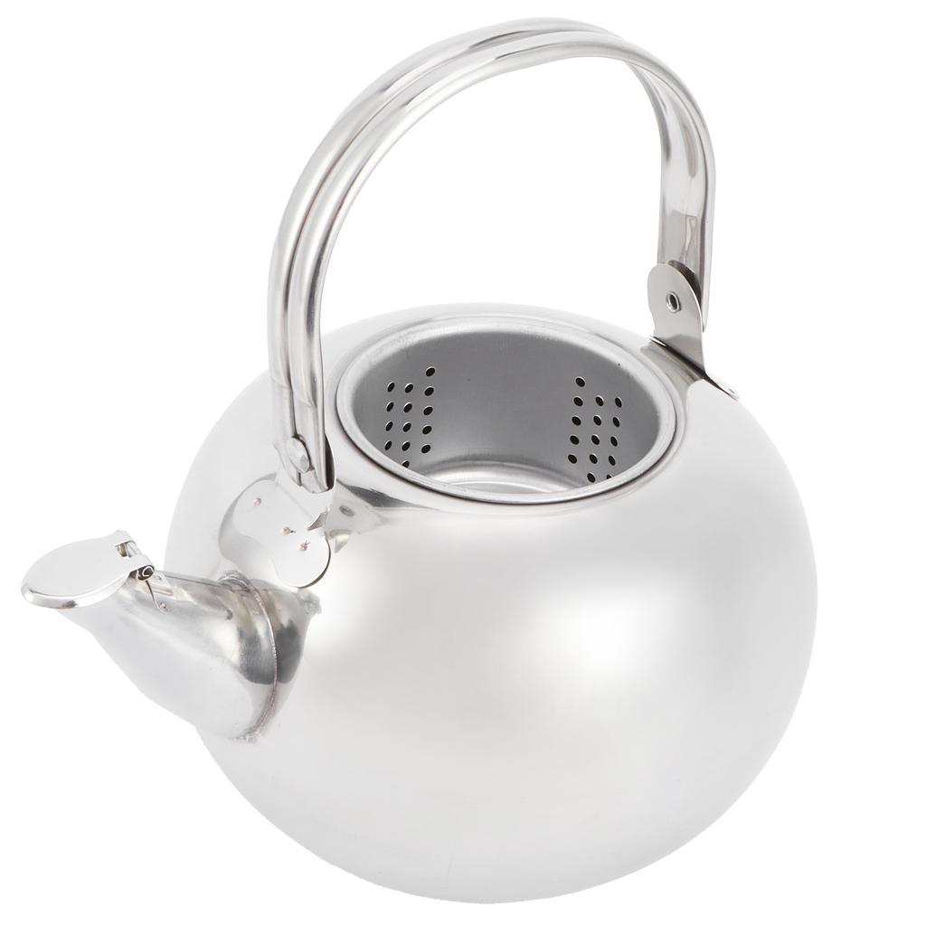 Tekanna i 304 rostfritt stål Platt botten Induktionsspis Vattenkokare Tekanna med filter Silver 14cm