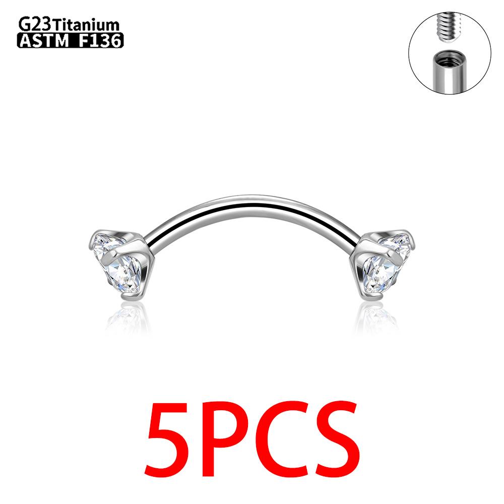 1/5PCS G23 Titanium internal thread Labret Lip Stud Piercing Eyebrow Body Jewelry Nose Ring C rod For Women Septum Piercing
