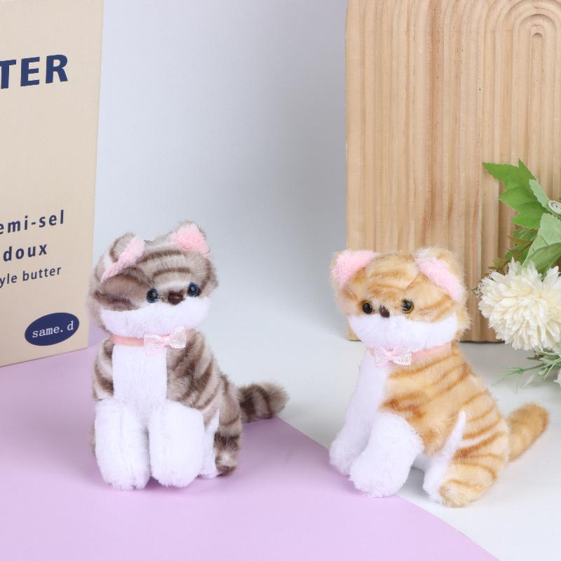Cute Realistic Cat Plush Keychain Soft Fluffy Adorable Kitten Charm Lightweight Bag Pendant for Teen Girls Gift