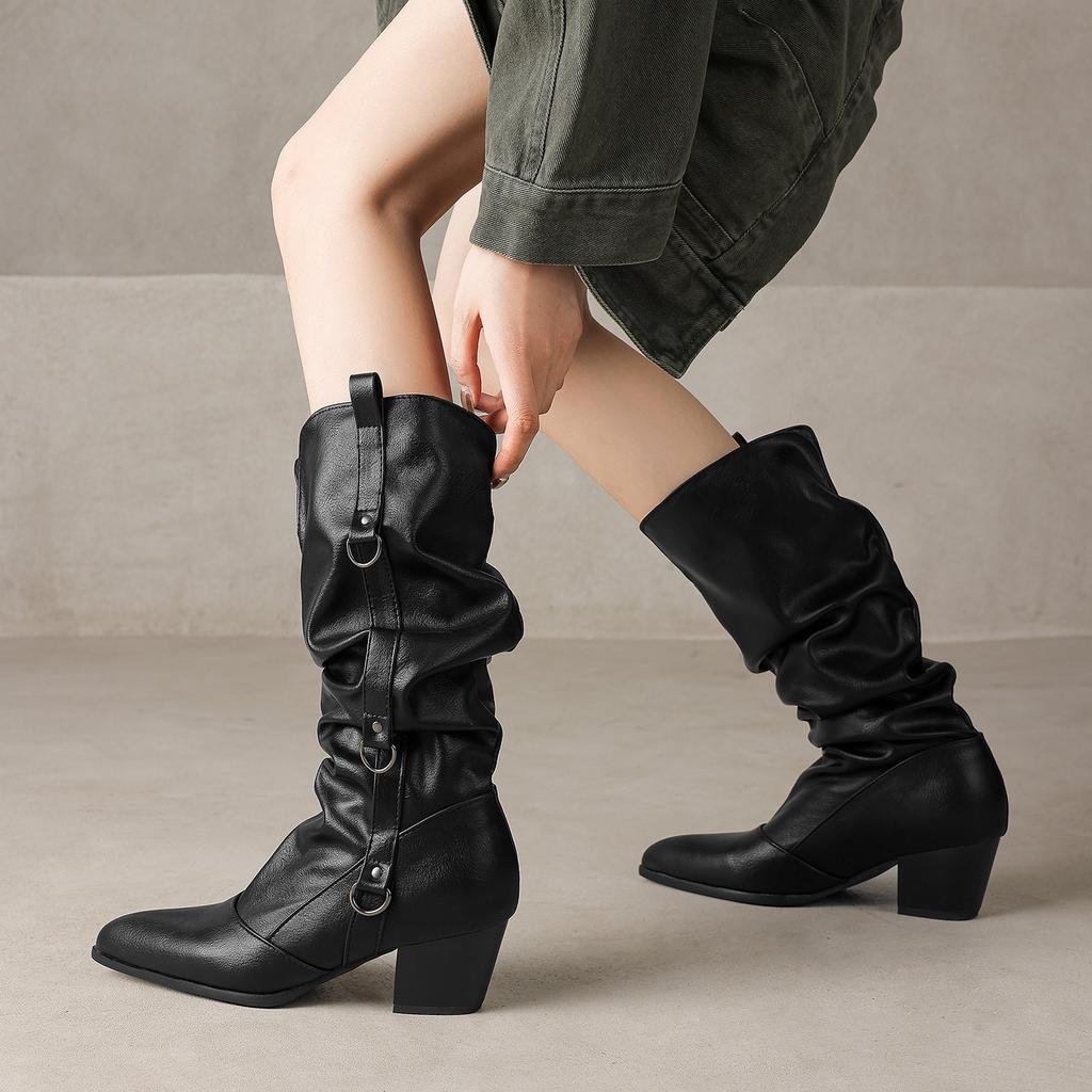 Large Size - Women's Boots Martin Boots Pointed Women's Boots Winter Tall Medium Boots