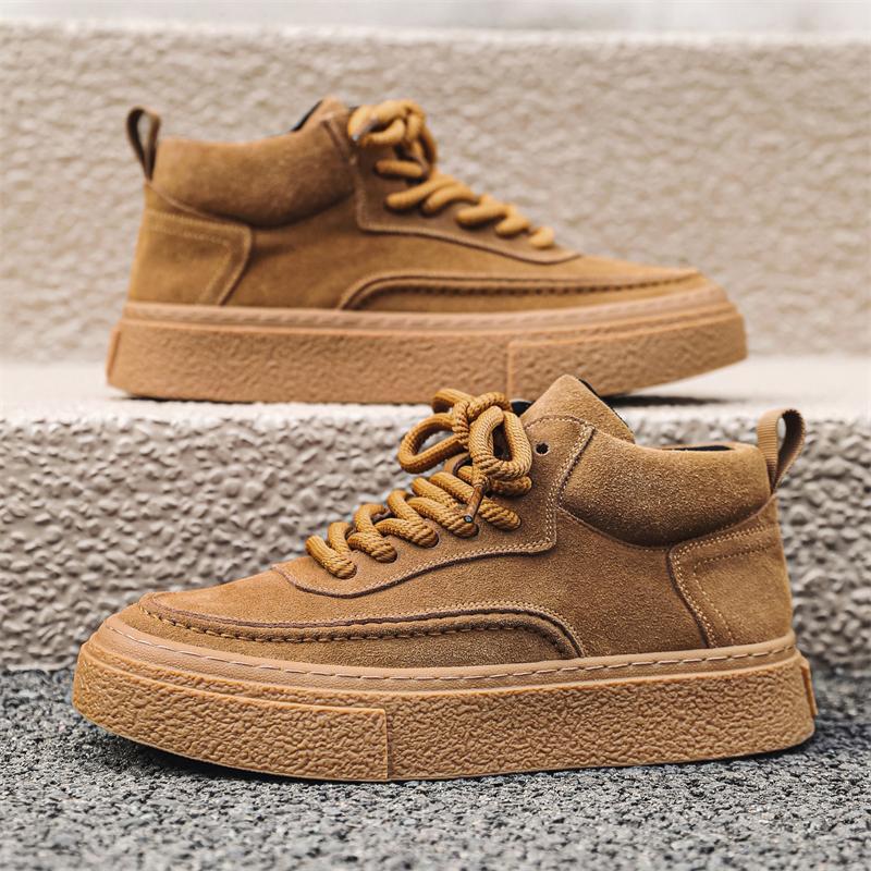 Genuine Leather Men Shoes New Design Versatile Casual Shoes Lightweight Walking Sneakers Breathable Ankle Boots Outdoor Sneakers