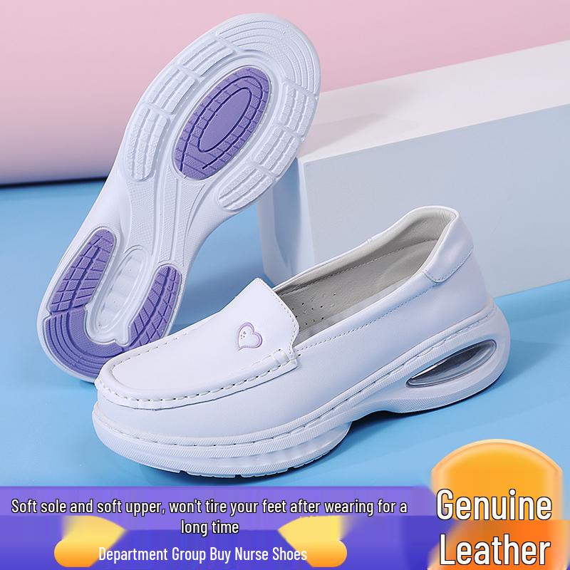 Women's Breathable Odor-proof Non-slip Soft Sole Genuine Leather Autumn Nurse Shoes