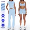 Eco-Friendly Quick-Drying Yoga & Running Fitness Set 8799 – Beautiful Back Design with Short Sleeve