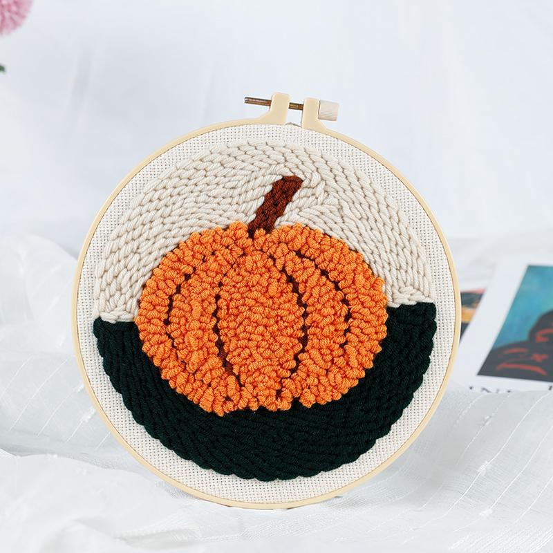 Russian DIY Punch Needle Embroidery Kit: Includes Yarn, Needle, Latch Hook, & Hoop for Knitting & Ornament Crafting