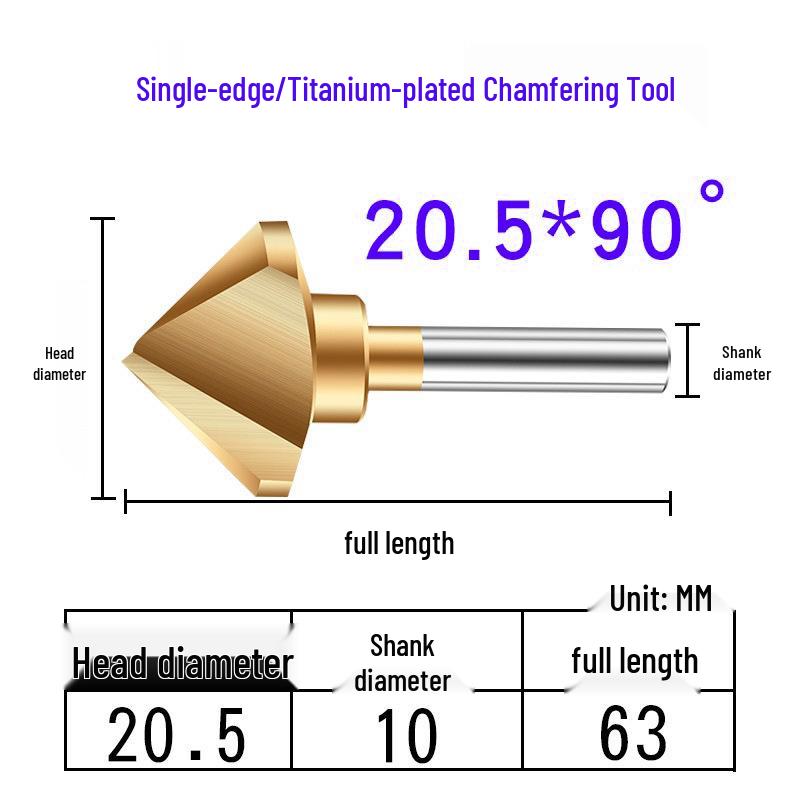 Cobalt Titanium-Plated Chamfering Drill for Stainless Steel - Single/Triple-Edge Countersink & Deburring Tool.