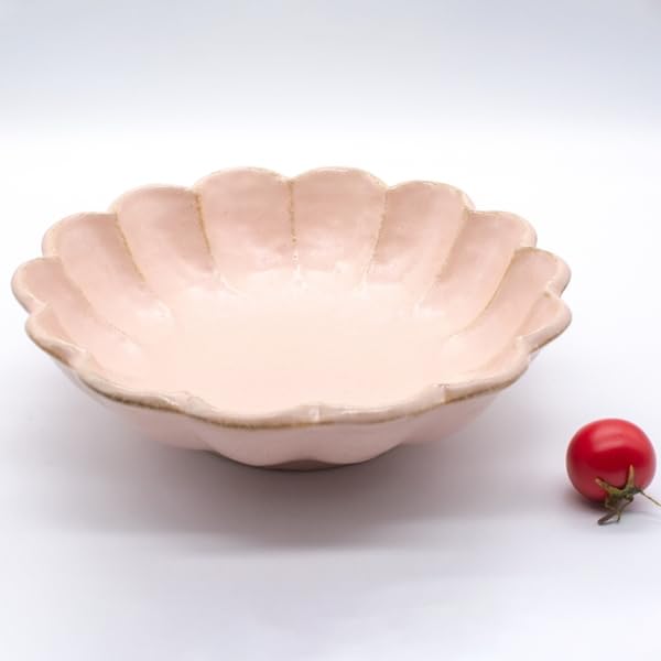 Mino Ware Kaneko Kohyo Neririnbana Microwave and Dishwasher Made in Product Number "Rinka" Bowl, Large, Pink, Design, Diameter Approx. 21cm, Safe,