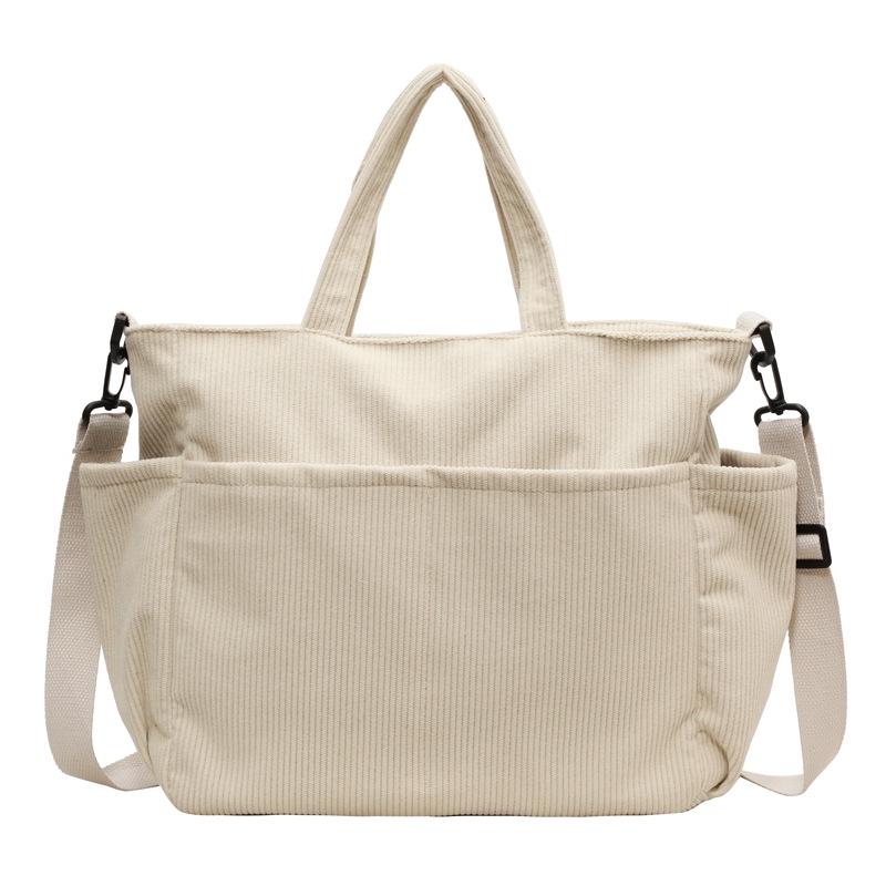 Women's Large-Capacity Corduroy Tote - Versatile Crossbody, Shoulder, Handbag for Commuting and Casual Use