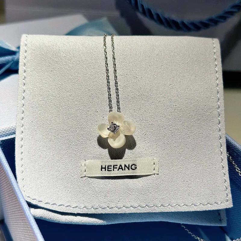 

HEFANG Freesia Sterling Silver Necklace & Floral Gemstone Earrings Set - Women s Japanese/Korean Style Copper