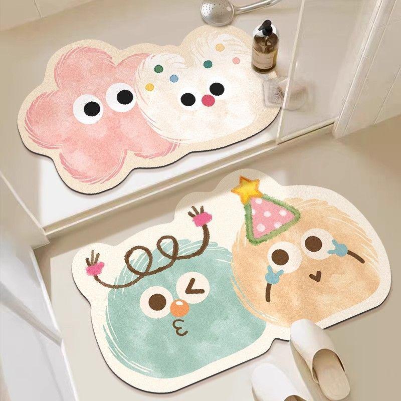 Anti Slip Bath Mat Cute Cartoon Diatomaceous Earth Bathroom Mat With Rubber Backing Quick Drying Foot Mats 40x60CM Shower Carpet