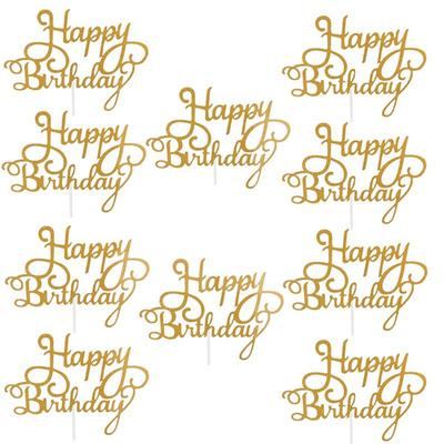 5/10 tk Gittler palju õnne sünnipäevaks koogitops Bling sädelev kaunistusmärk. Cake Topper tüdruku sünnipäeva magustoidukaunistus Küpsetuskoogi kaunistus 3 värvi