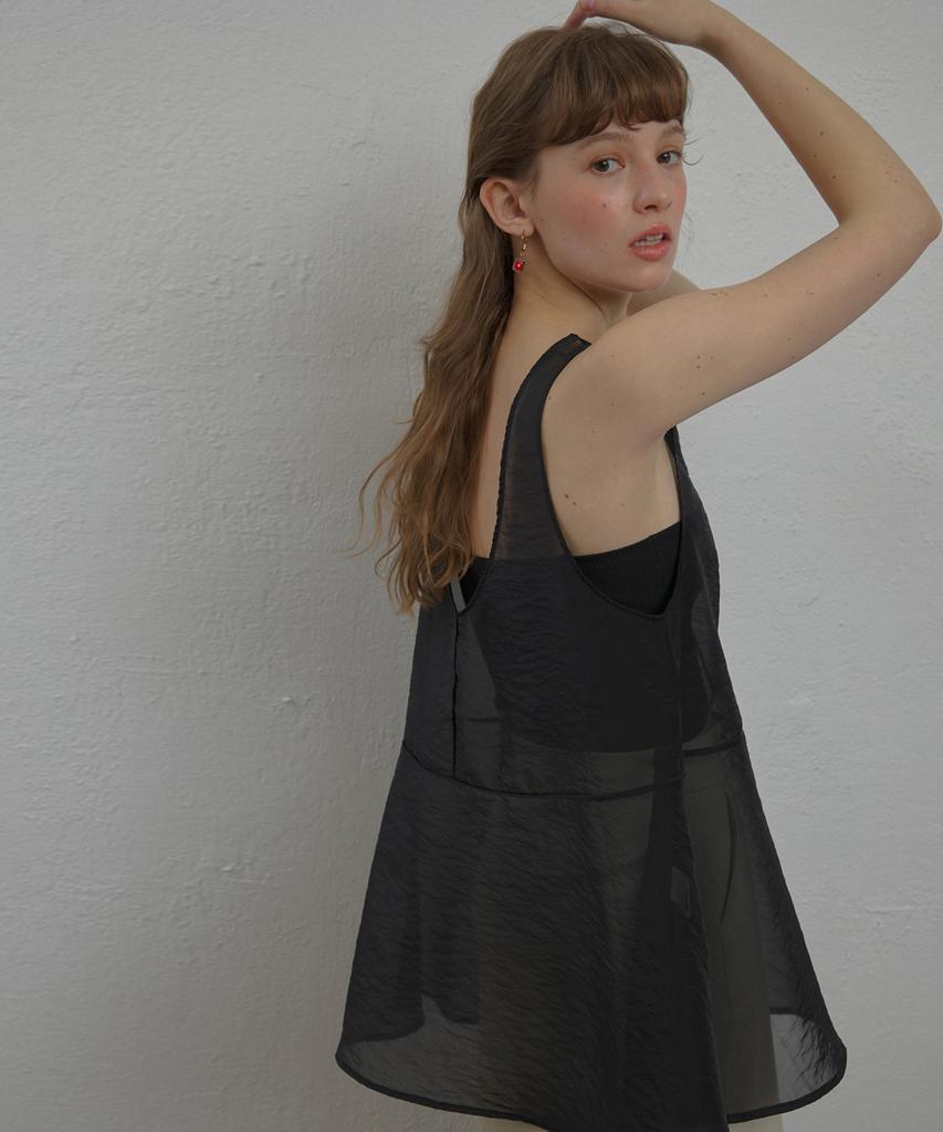 Ceme See-Through Silky Dress(Bk)