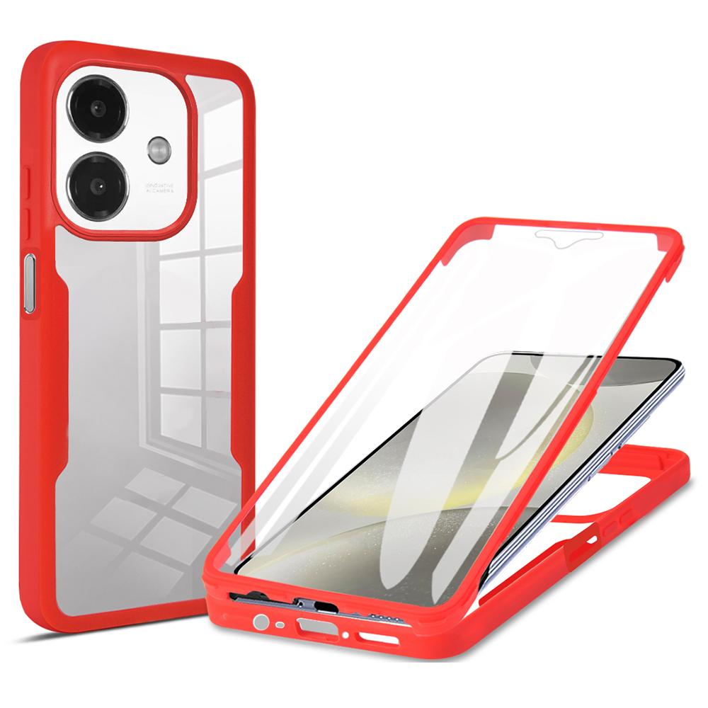 

Прозрачный чехол для телефона для Oppo A3x 5G/4G/A3 5G/4G/A40 4G/A40M 4G Акриловая+ТПУ накладка с ПЭТ-пленкой для экрана Red