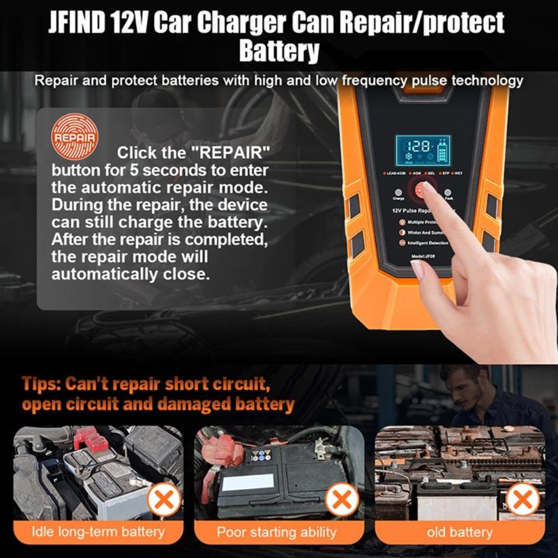 Car Battery Chargers,12V 6A Fully Automatic Battery Chargers Maintainer Trickle Chargers for Car Lead Acid Batteries
