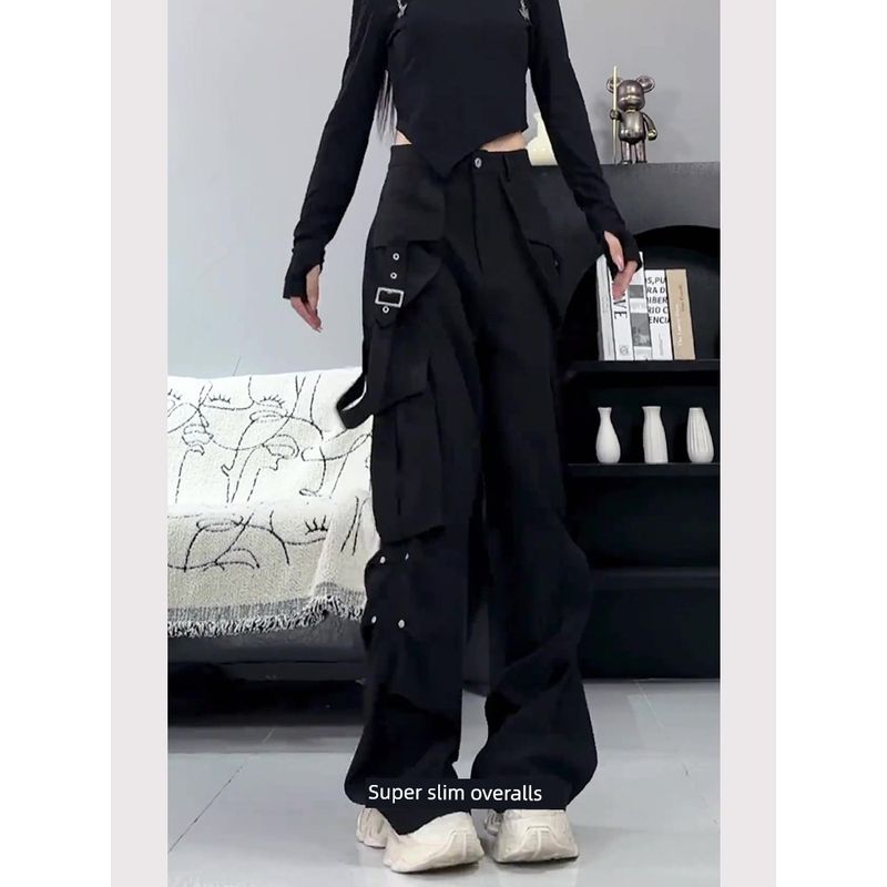 Black Jazz Dance Cargo Pants for Women 2026 New Spring Cool and Edgy Style Hiking Pants