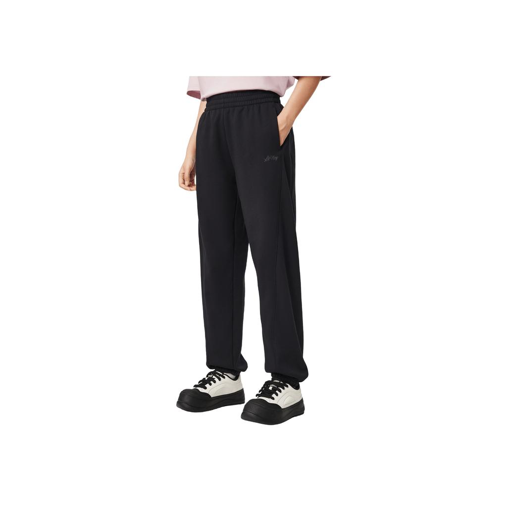 Li Ning Sports Lifestyle Series Loose Fit Logo Embroidered Knit Sports Pants Women Pants AKLVA06-4