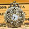 Vintage Ausgehöhlte Muschelschale Bronze Blume Geschnitzte Halskette Quarz Taschenuhr Modeschmuck Geschenk