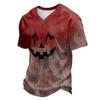 Men's Halloween V-Neck Short Sleeve T-Shirt, Lightweight Breathable Casual Print Tee, Fun Holiday Top for Costume Party
