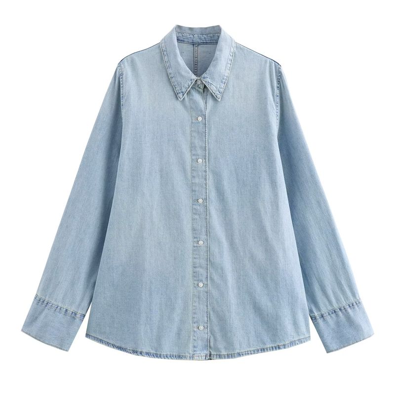 

Kaslead New Arrival Women s Fashion Style Fashion All-Match Open Design Denim Long Sleeves Shirt 8197141 Blue L