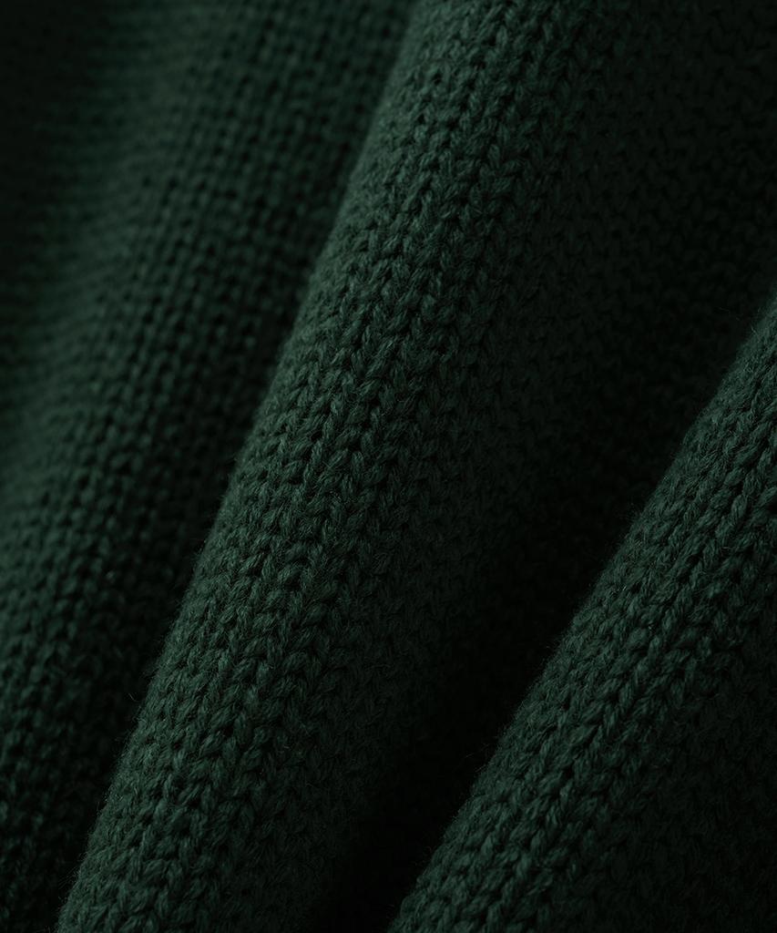 BLOND9 Bulky Polo Knit Top_Green