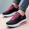 Fashion Women Running Sports Shoes Rocker Shoes Breathable Platform Shoes PU Leather Casual Walking Wedge Heels